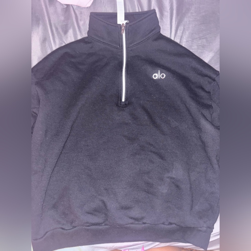 ALO Yoga Black Quarter-Zip with Silver Zipper